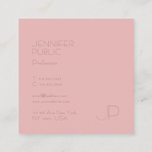 Stijlvol, modern en rendy design monogram in Luxe Vierkante Visitekaartje (Achterkant)