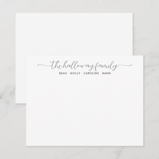 Stijlvol modern familienaam Couple Black Script Notitiekaartje (Voorkant / Achterkant)