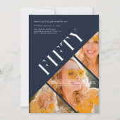 Stijlvol Modern Fifty | 50e verjaardag 3 foto Kaart (Voorkant)