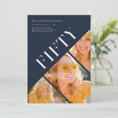 Stijlvol Modern Fifty | 50e verjaardag 3 foto Kaart (Staand voorkant)
