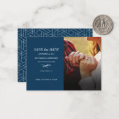 Stijlvol modern fotohuwelijk sparen de datum notitiekaartje (Voorkant / Achterkant in situ)