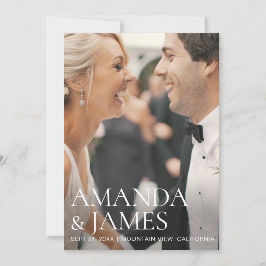 Stijlvol modern fotohuwelijk sparen de datumkaart save the date (Voorkant)