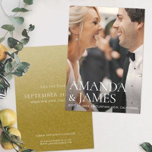Stijlvol modern fotohuwelijk sparen de datumkaart save the date