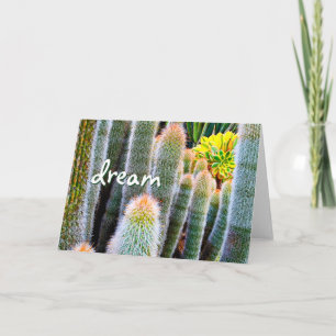 Stijlvol modern Fuzzy Green Cactus Dream Script Kaart