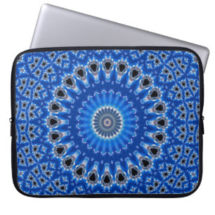 Stijlvol modern geometrisch patroon Blauw grijs Laptop Sleeve