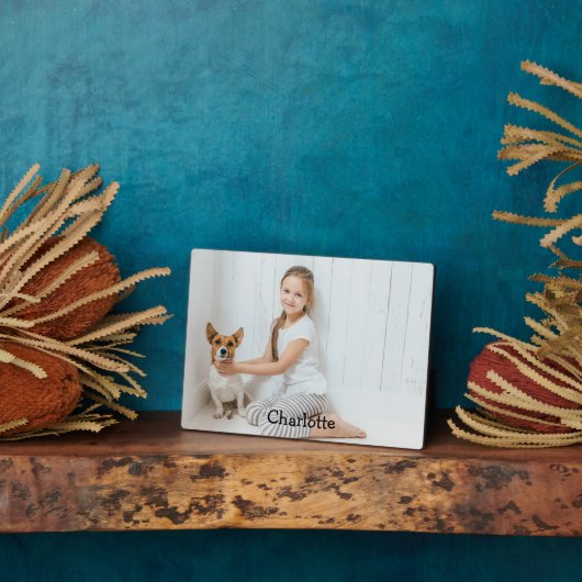 Stijlvol modern gepersonaliseerd foto monogram fotoplaat (Zijkant)