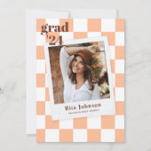 Stijlvol modern geruite foto Afstuderen Aankondiging (Voorkant)