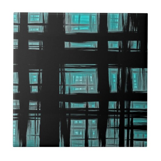 Stijlvol modern geruite patroon tegeltje (Voorkant)