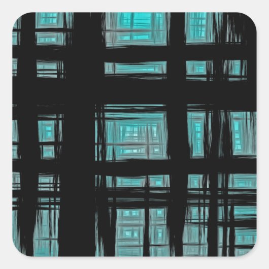 Stijlvol modern geruite patroon vierkante sticker (Voorkant)