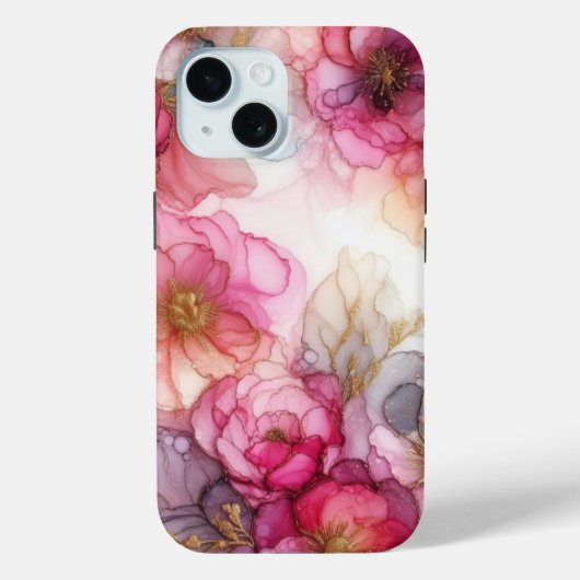 Stijlvol Modern Girly Pink | Waterverf Bloemen Case-Mate iPhone Case (Achterkant)