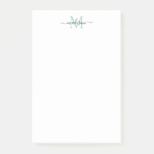 Stijlvol Modern Girly Script Monogram Blauwgroen G Post-it® Notes
