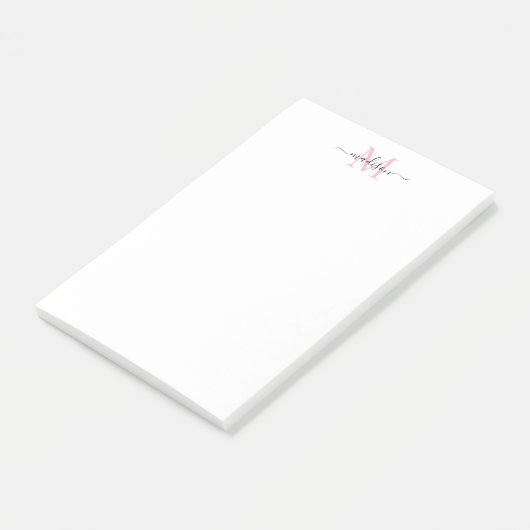 Stijlvol Modern Girly Script Monogram Blush Pink Post-it® Notes (Schuin)