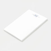 Stijlvol Modern Girly Script Monogram Dusty Blue Post-it® Notes (Schuin)