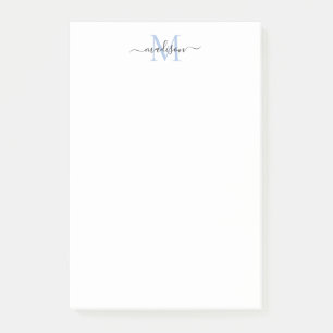 Stijlvol Modern Girly Script Monogram Dusty Blue Post-it® Notes