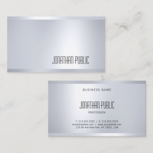 Stijlvol modern Glam Design Silver Blik Bovenkant Visitekaartje (Voorkant / Achterkant)
