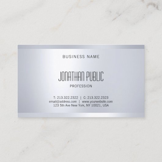 Stijlvol modern Glam Design Silver Blik Bovenkant Visitekaartje (Achterkant)