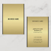 Stijlvol, modern glamoureus elegant zwart en goud visitekaartje (Voorkant / Achterkant)