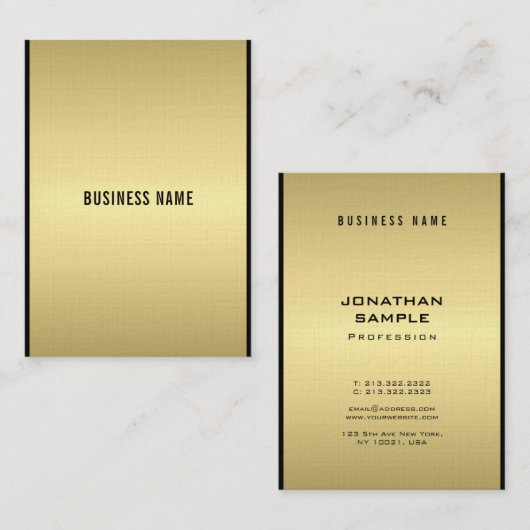 Stijlvol, modern glamoureus elegant zwart en goud visitekaartje (Voorkant / Achterkant)
