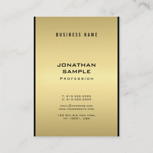 Stijlvol, modern glamoureus elegant zwart en goud visitekaartje (Achterkant)