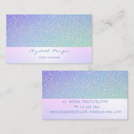 Stijlvol, modern, glitterig visitekaartje (Voorkant / Achterkant)