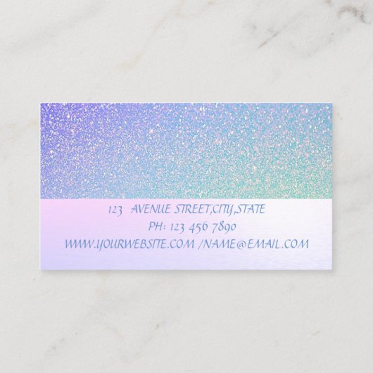 Stijlvol, modern, glitterig visitekaartje (Achterkant)