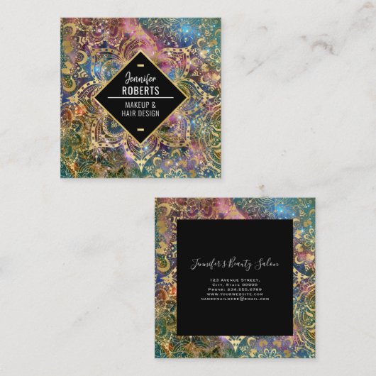 Stijlvol modern Gold Mandala Elegant Vierkante Visitekaartje (Voorkant / Achterkant)