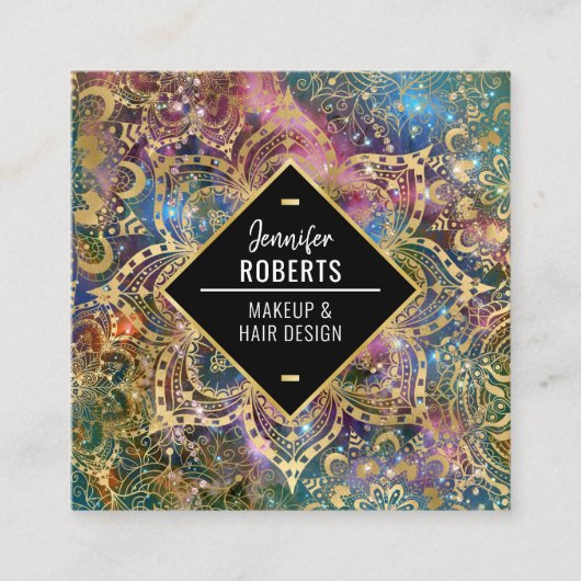 Stijlvol modern Gold Mandala Elegant Vierkante Visitekaartje (Voorkant)