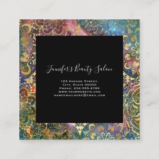 Stijlvol modern Gold Mandala Elegant Vierkante Visitekaartje (Achterkant)