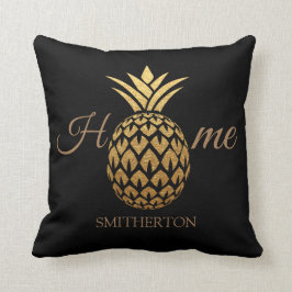 Stijlvol modern Gold Pineapple Black Home Kussen