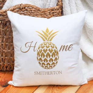 Stijlvol, modern Gold Pineapple White Home Kussen