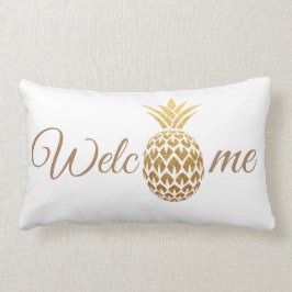 Stijlvol, modern Gold Pineapple White Welkom Kussen