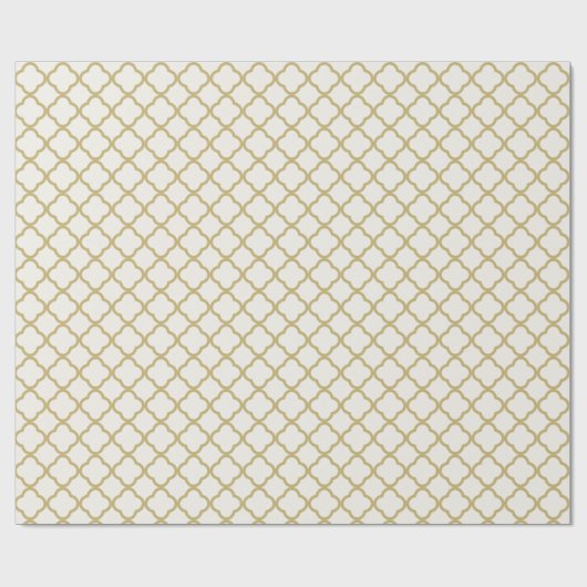 Stijlvol, modern Gold Quatrefoil Pattern Weddensch Cadeaupapier (Vlak)