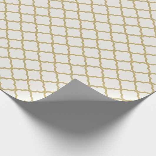 Stijlvol, modern Gold Quatrefoil Pattern Weddensch Cadeaupapier (Hoek)