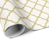 Stijlvol, modern Gold Quatrefoil Pattern Weddensch Cadeaupapier (Rol Hoek)