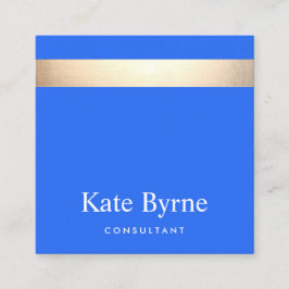 Stijlvol, modern Gold Stripe Cobalt Blue Vierkante Visitekaartje