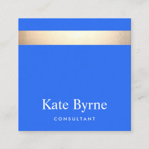 Stijlvol, modern Gold Stripe Cobalt Blue Vierkante Visitekaartje