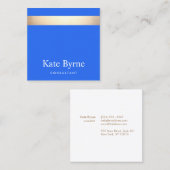 Stijlvol, modern Gold Stripe Cobalt Blue Vierkante Visitekaartje (Voorkant / Achterkant)