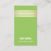 Stijlvol, modern Gold Striped Pattern Line Green Visitekaartje (Voorkant)