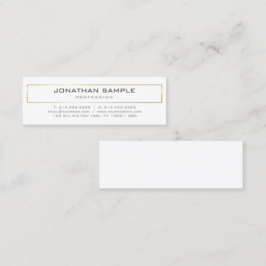 Stijlvol, modern Gold White Design Trendy Plain Mini Visitekaartje (Voorkant / Achterkant)