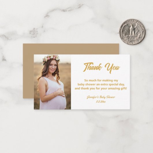 stijlvol modern goud bedankt voor baby shower foto notitiekaartje (Voorkant / Achterkant in situ)
