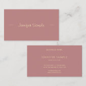 Stijlvol Modern Goud Hand Script Chique Rood Bruin Visitekaartje (Voorkant / Achterkant)
