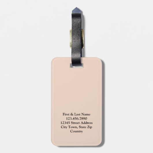 Stijlvol modern grafisch monogram, persoonlijk bei bagagelabel (Achterkant verticaal)