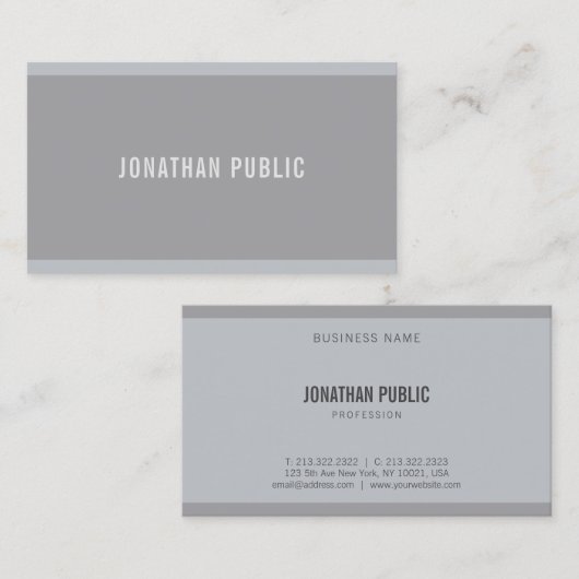 Stijlvol Modern Grijs Elegant Minimalist Plain Coo Visitekaartje (Voorkant / Achterkant)