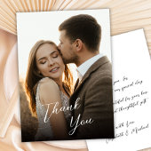Stijlvol Modern Hand Lettered Script Foto Bruiloft Bedankkaart
