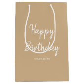 Stijlvol Modern Happy Birthday Gold Medium Cadeauzakje (Voorkant)