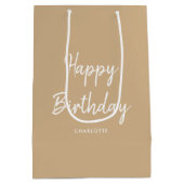 Stijlvol Modern Happy Birthday Gold Medium Cadeauzakje (Achterkant)