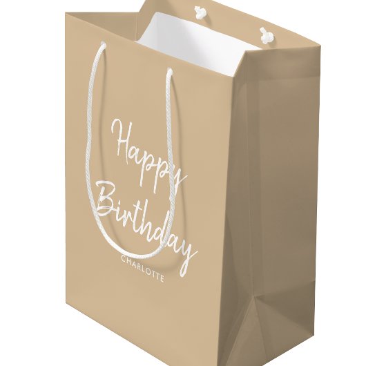 Stijlvol Modern Happy Birthday Gold Medium Cadeauzakje