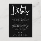 Stijlvol, modern, hoogwaardig zwart huwelijk informatiekaartje (Voorkant)