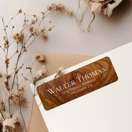 Stijlvol modern houten adreslabels etiket