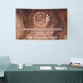 Stijlvol Modern Houten Timmerman Logo Spandoek (Beurs)